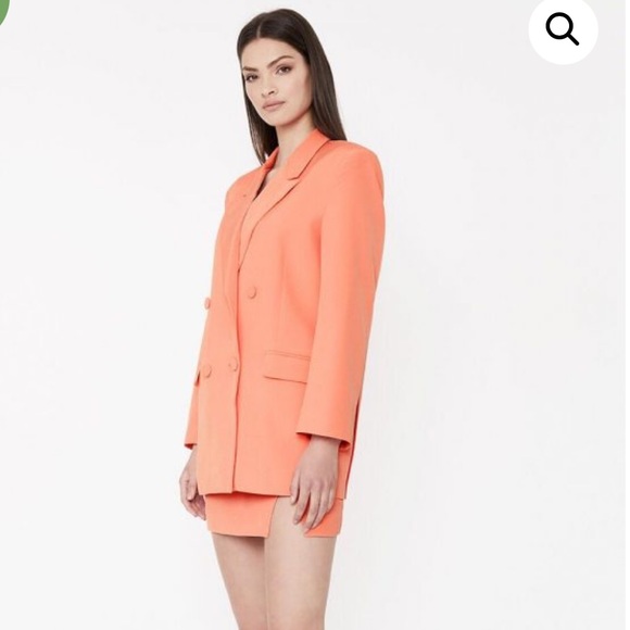 NWT Bardot SET Orange Fizz Oversized Blazer & Athena Mini Skirt Set M & S - Picture 2 of 12